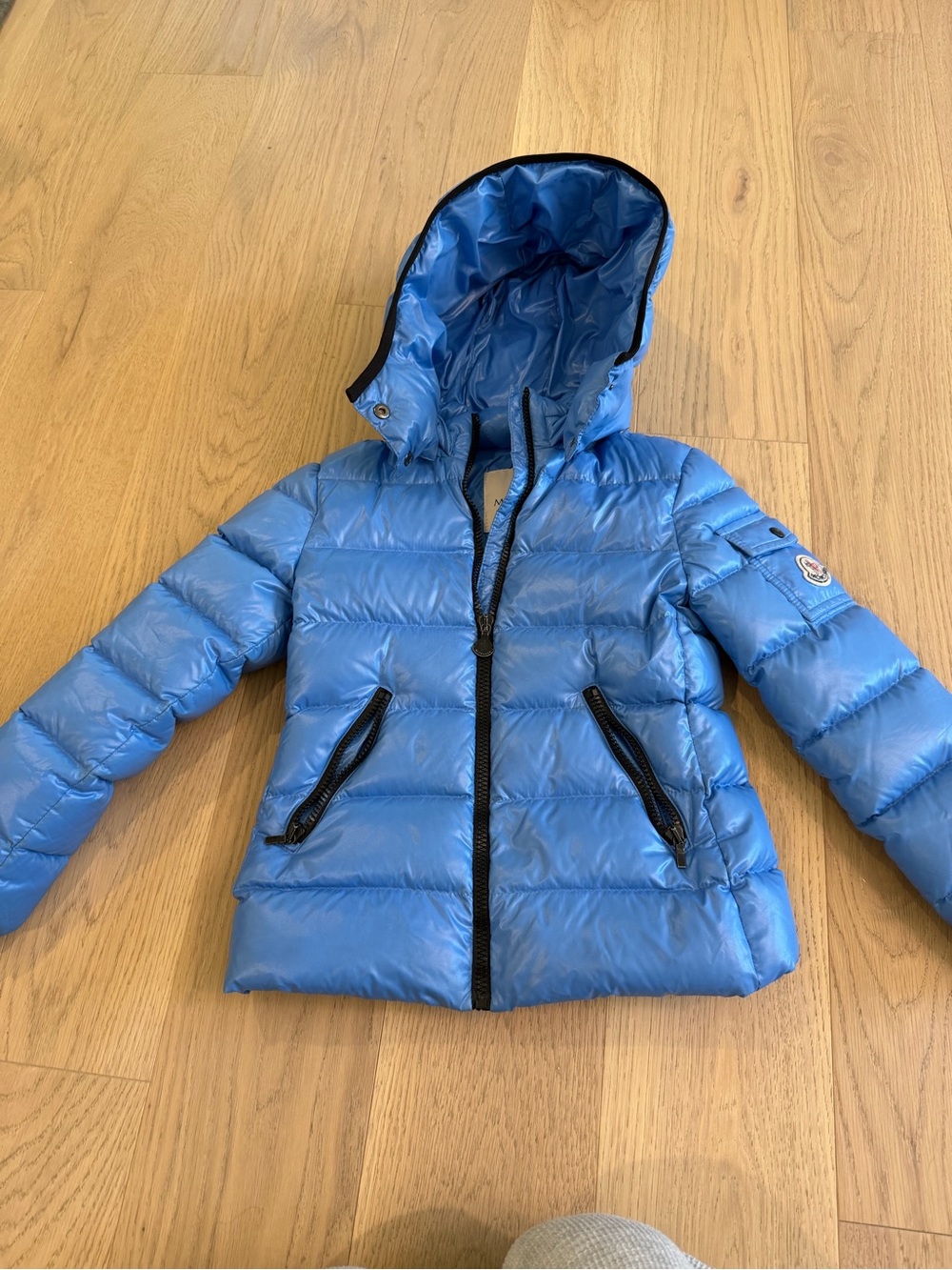 Moncler Kids Light Blue Hooded Puffer Coat
